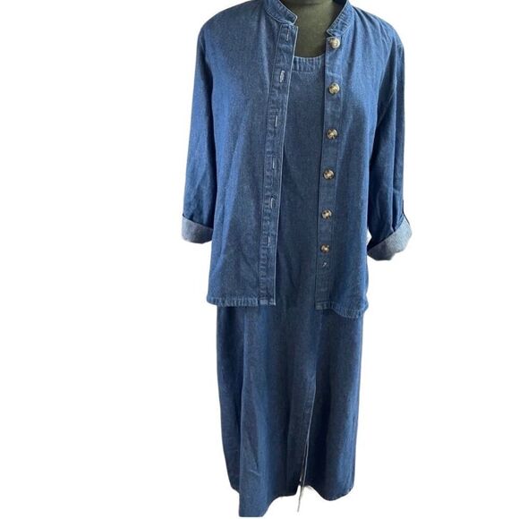 Chadwicks Jean Dress with Jacket, Size 14P, Blue, Petite - Picture 1 of 6